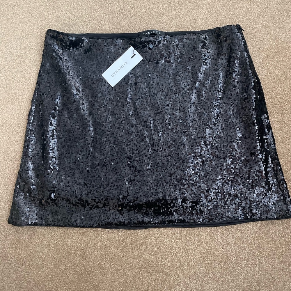 NEW WITH TAG Dynamite Shimmering Black Mini Skirt